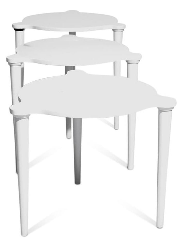 Concent Modern Nesting Service Table Set - 3 Pieces with a Streamlined Design and Bright White Color - Image 1